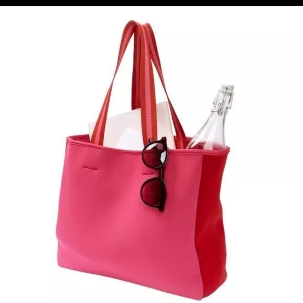 summersalt Neoprene Girly The Perfect Beach Tote in Red Hibiscus & Lava Pink NWT